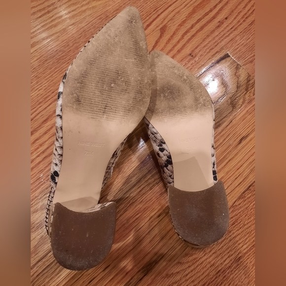 Nine West Snake Print Animal Print Slide Heels - 7.5 M - Picture 4 of 5